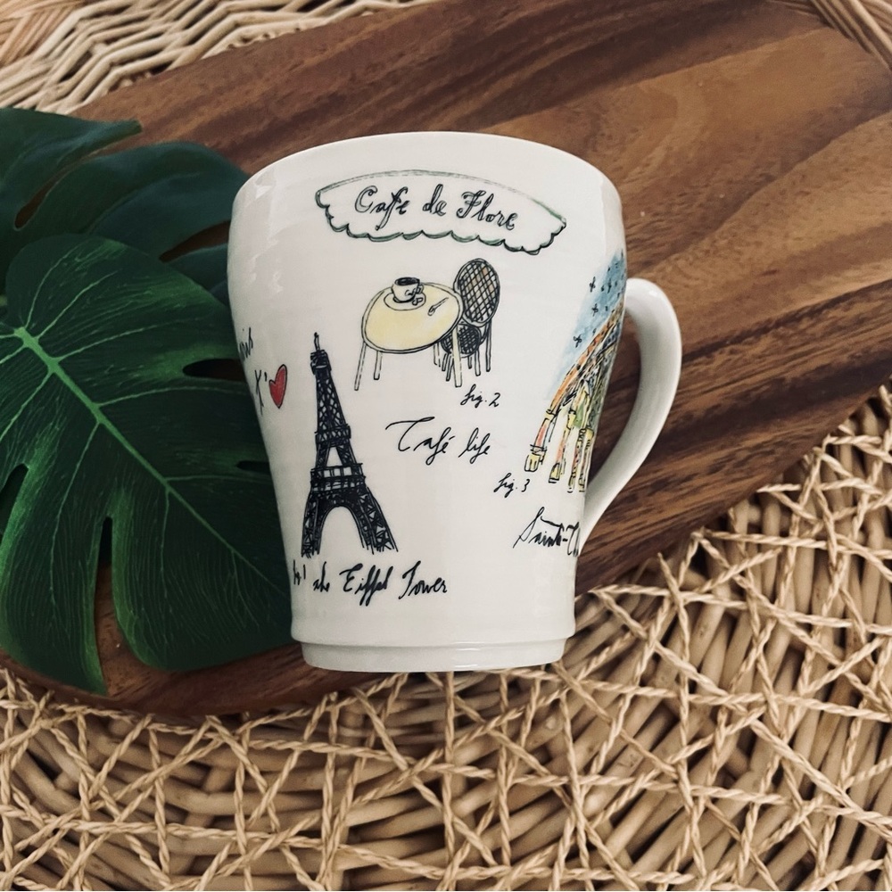 Anthropologie Linea Carta Diva Pyari Paris City Mug hand-drawn Parisian sketches